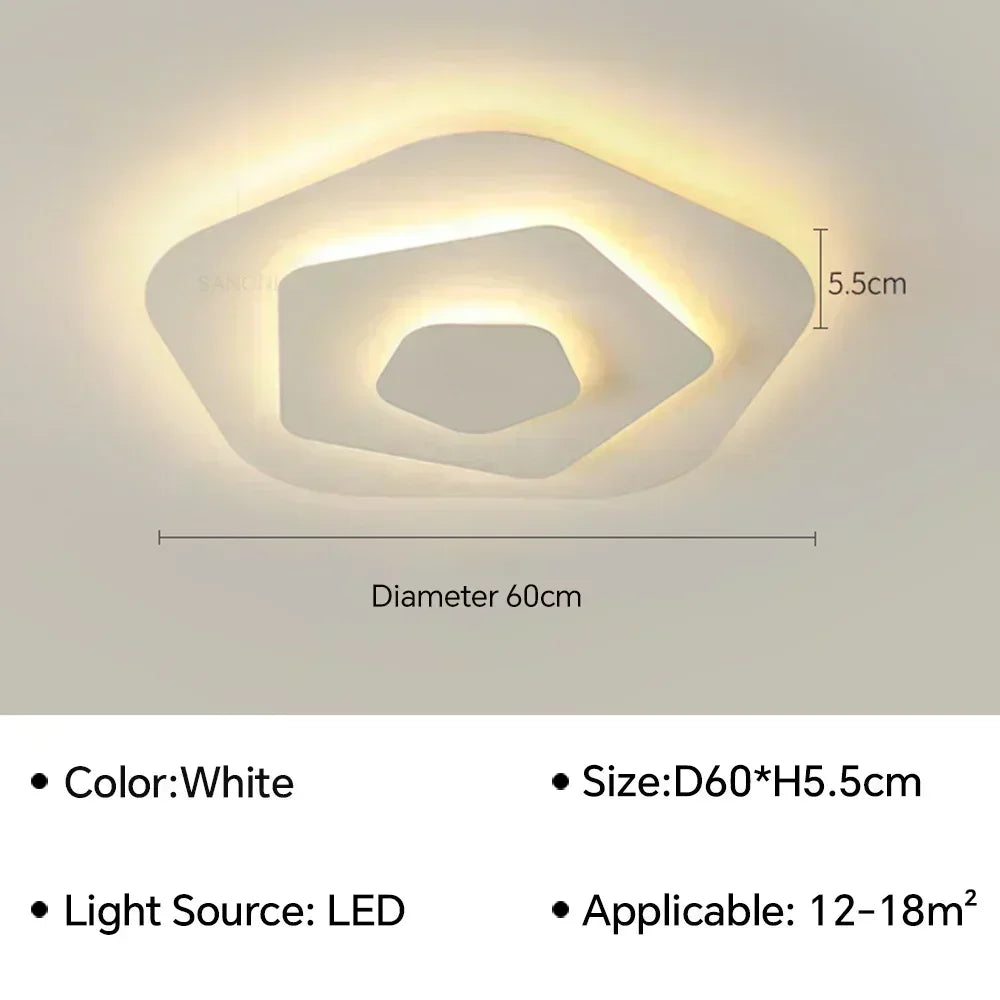 Plafonnier LED Moderne Blanc Acrylique Grande Surface | Style Nordique