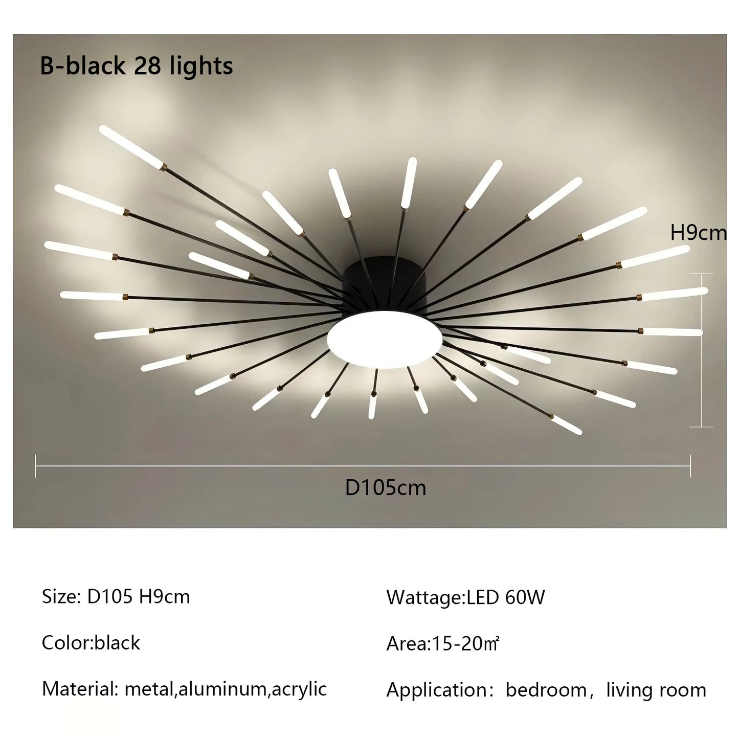 Plafonnier LED Spirale Artificielle Acrylique Dimmable avec 12 Lumières Neutres
