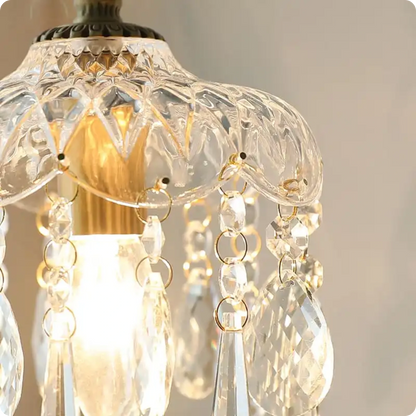 Plafonnier suspendu en verre et cristal doré à LED – Éclairage doux et raffiné - PlafonnierDeco