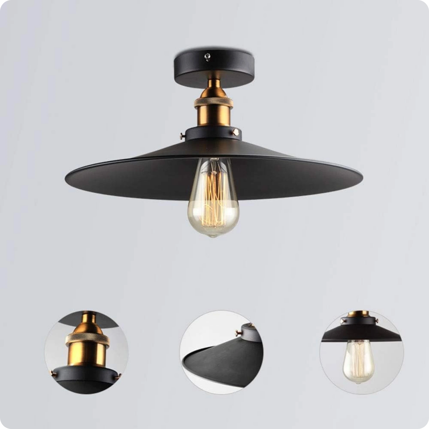 Plafonnier métal noir en forme de diamant pour éclairage vintage - PlafonnierDeco