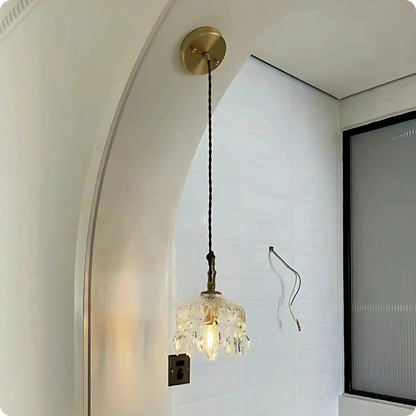 Plafonnier suspendu en verre et cristal doré à LED – Éclairage doux et raffiné - PlafonnierDeco