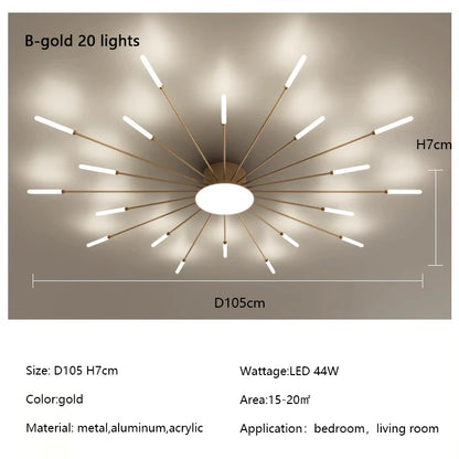 Plafonnier LED Spirale Artificielle Acrylique Dimmable avec 12 Lumières Neutres