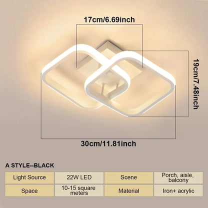 Plafonnier LED Moderne Blanc Métal Acrylique Compact