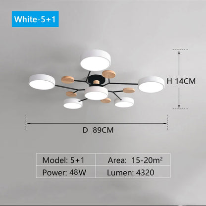 Plafonnier Moderne Design 5 Bras LED | Lumière à 3 Couleurs