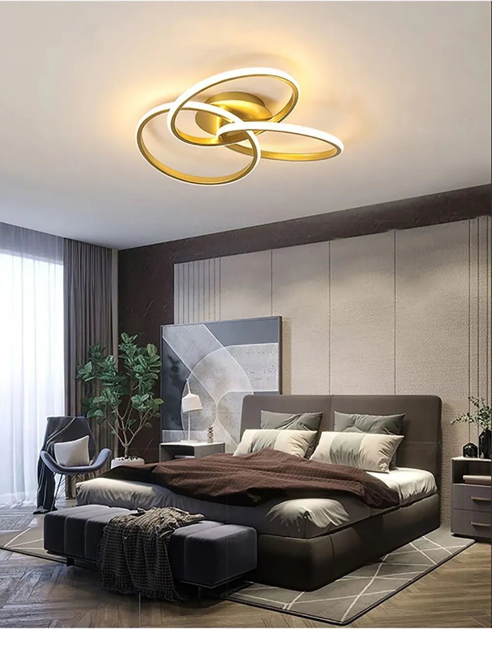 Plafonnier Moderne Acrylique Style Trèfle | LED Intensité Tricolore Réglable