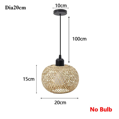 Plafonnier Suspendu Style Tressé Naturel en Forme Ronde