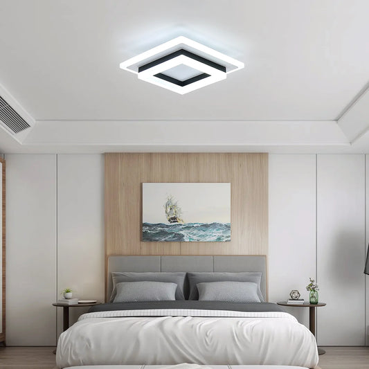 Plafonnier Moderne Carré LED en Acrylique Blanc Froid