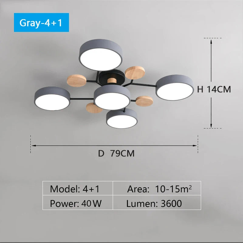 Plafonnier Moderne Design 5 Bras LED | Lumière à 3 Couleurs