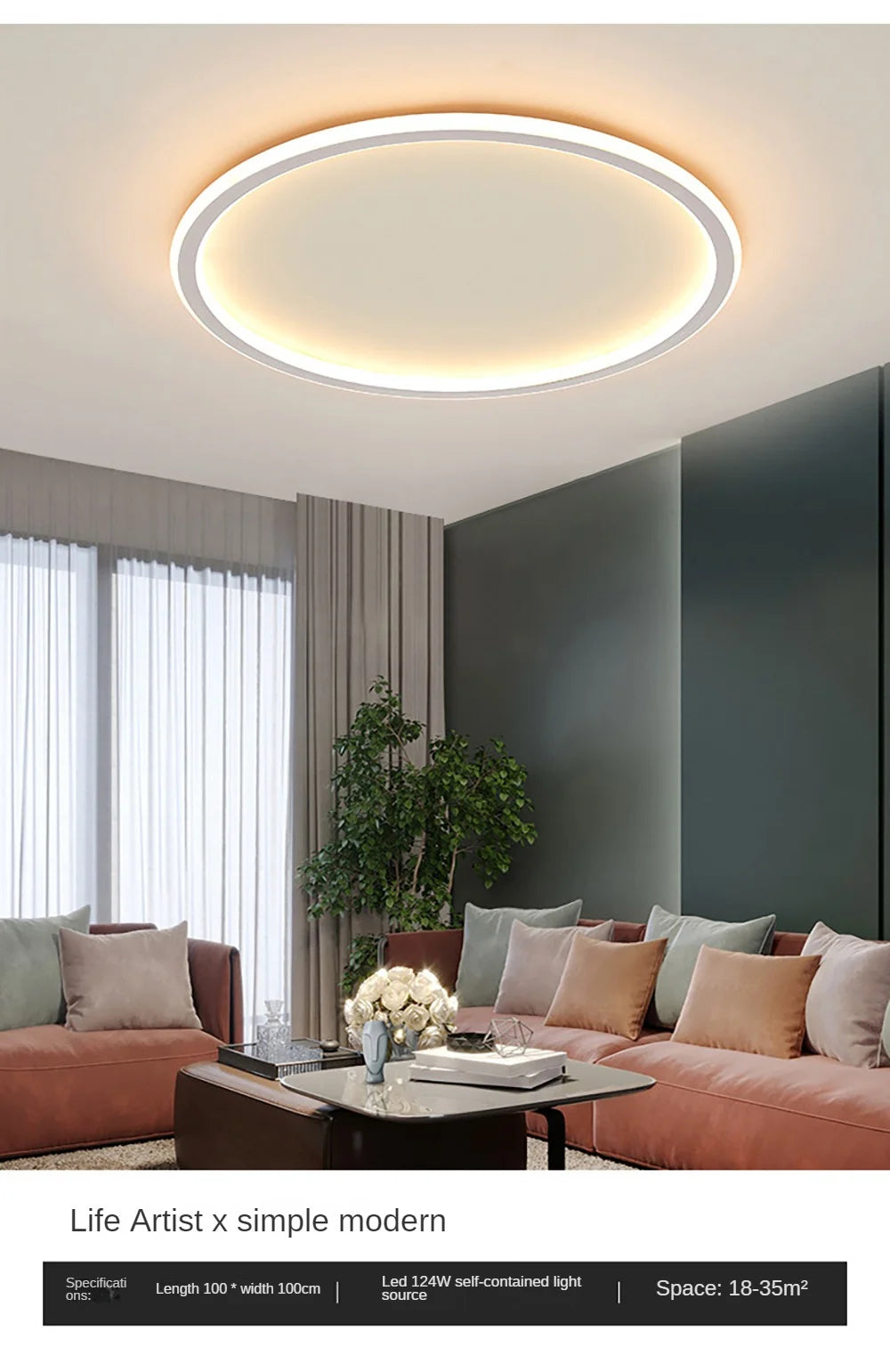 Plafonnier Circulaire Minimaliste LED Dimmable Rond