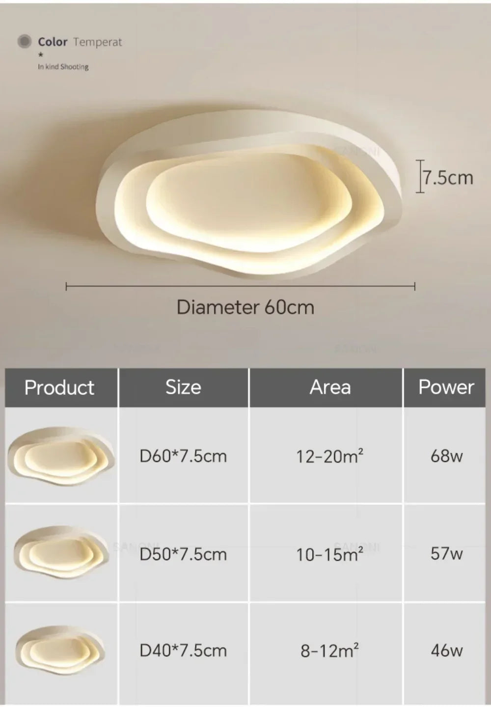Plafonnier LED Moderne Blanc Acrylique Grande Surface | Style Nordique