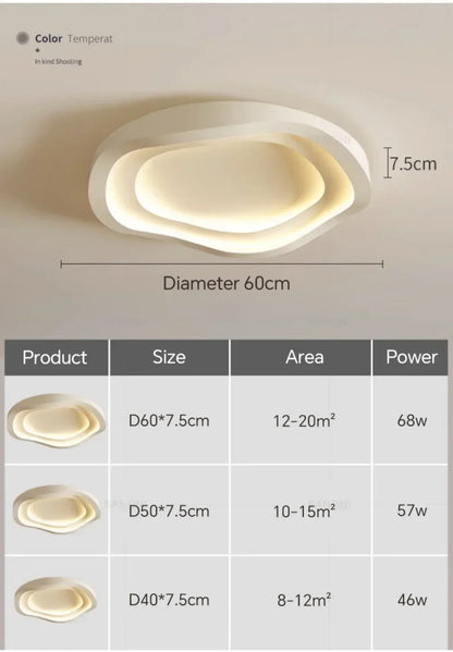 Plafonnier LED Moderne Blanc Acrylique Grande Surface | Style Nordique