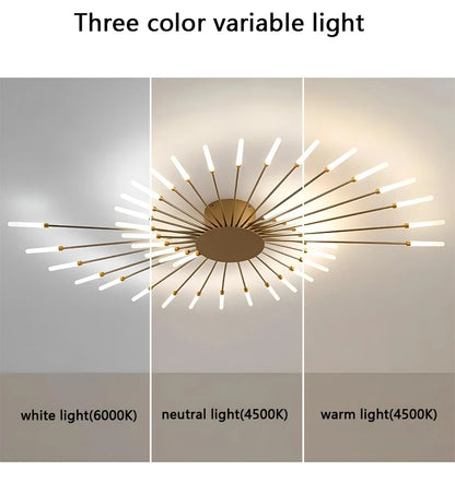 Plafonnier LED Spirale Artificielle Acrylique Dimmable avec 12 Lumières Neutres
