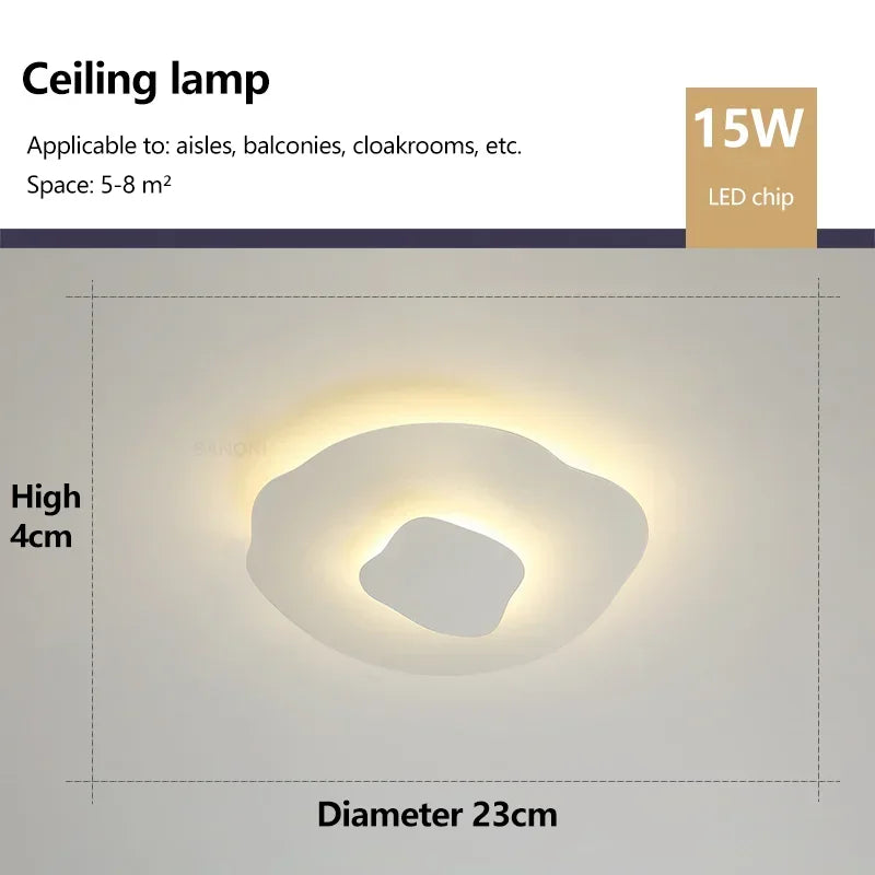 Plafonnier LED Moderne Blanc Acrylique Grande Surface | Style Nordique