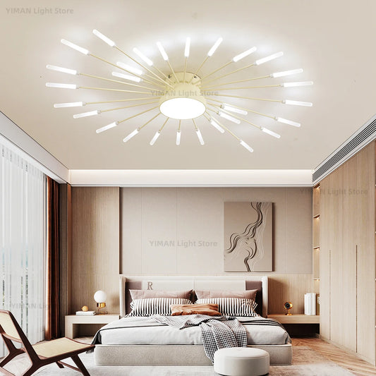 Plafonnier LED Moderne Forme Étoilée avec Variateur Télécommande