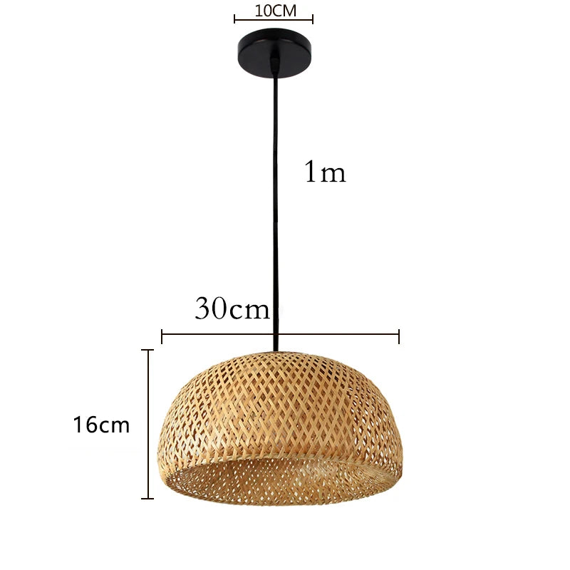 Plafonnier Suspendu Style Tressé Naturel en Forme Ronde
