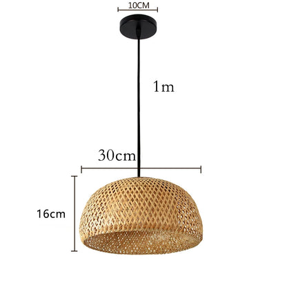 Plafonnier Suspendu Style Tressé Naturel en Forme Ronde