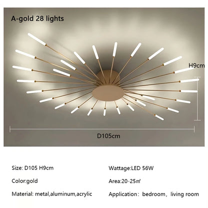 Plafonnier LED Spirale Artificielle Acrylique Dimmable avec 12 Lumières Neutres