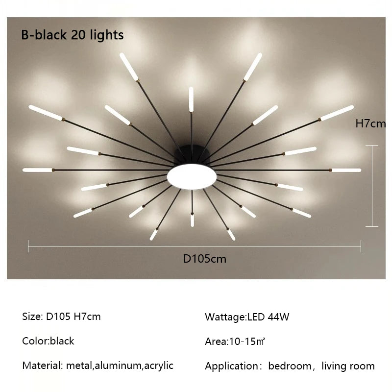 Plafonnier LED Spirale Artificielle Acrylique Dimmable avec 12 Lumières Neutres