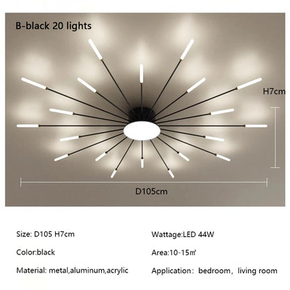 Plafonnier LED Spirale Artificielle Acrylique Dimmable avec 12 Lumières Neutres