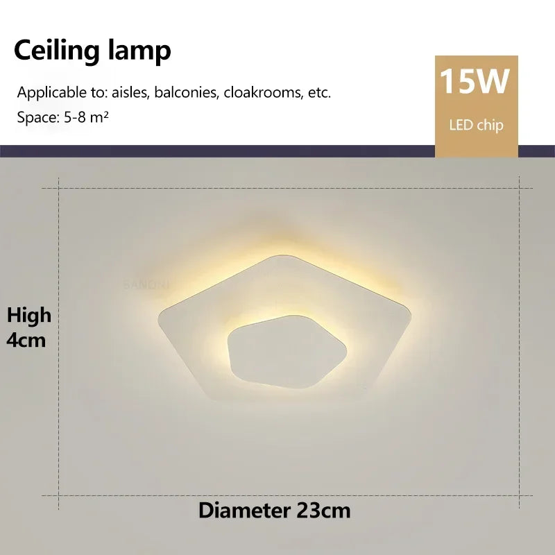 Plafonnier LED Moderne Blanc Acrylique Grande Surface | Style Nordique