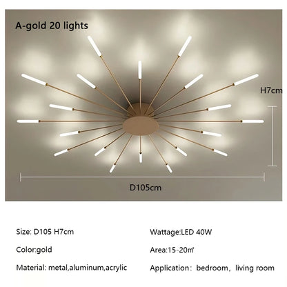 Plafonnier LED Spirale Artificielle Acrylique Dimmable avec 12 Lumières Neutres