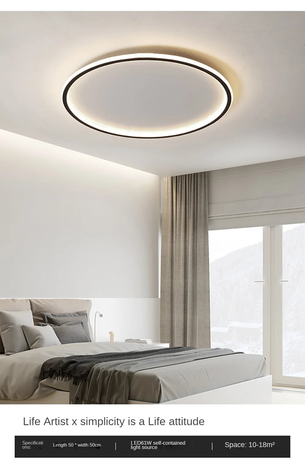 Plafonnier Circulaire Minimaliste LED Dimmable Rond