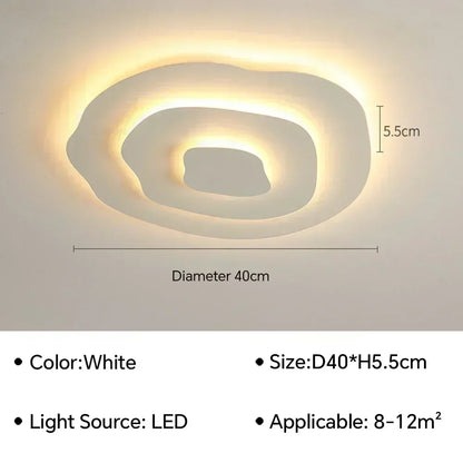 Plafonnier LED Moderne Blanc Acrylique Grande Surface | Style Nordique