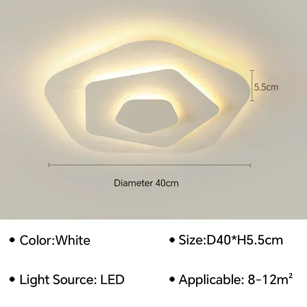 Plafonnier LED Moderne Blanc Acrylique Grande Surface | Style Nordique