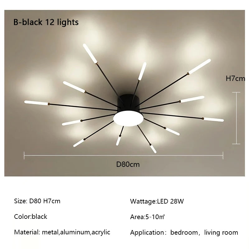 Plafonnier LED Spirale Artificielle Acrylique Dimmable avec 12 Lumières Neutres