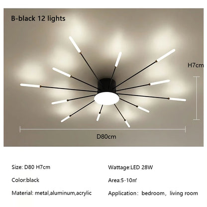 Plafonnier LED Spirale Artificielle Acrylique Dimmable avec 12 Lumières Neutres