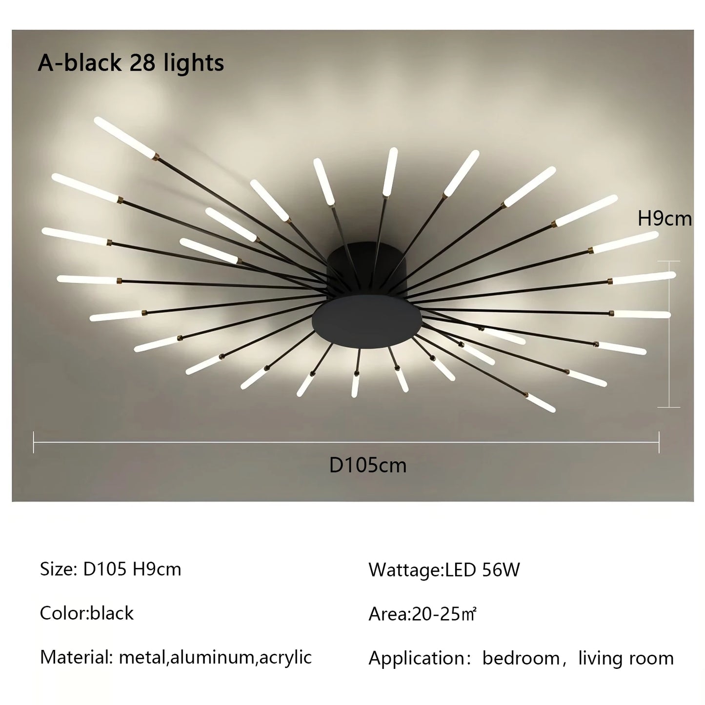 Plafonnier LED Spirale Artificielle Acrylique Dimmable avec 12 Lumières Neutres