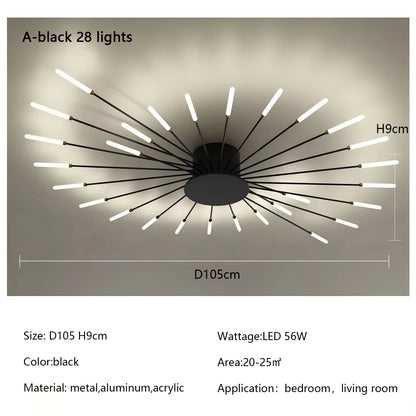 Plafonnier LED Spirale Artificielle Acrylique Dimmable avec 12 Lumières Neutres