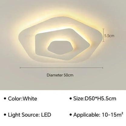 Plafonnier LED Moderne Blanc Acrylique Grande Surface | Style Nordique
