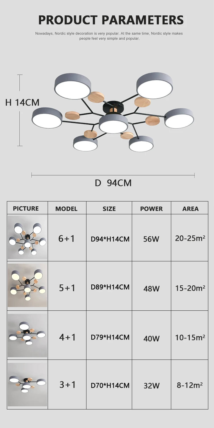 Plafonnier Moderne Design 5 Bras LED | Lumière à 3 Couleurs