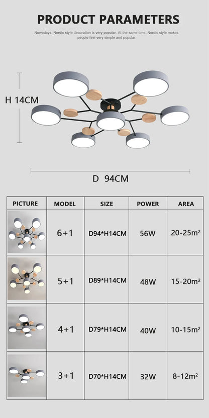 Plafonnier Moderne Design 5 Bras LED | Lumière à 3 Couleurs