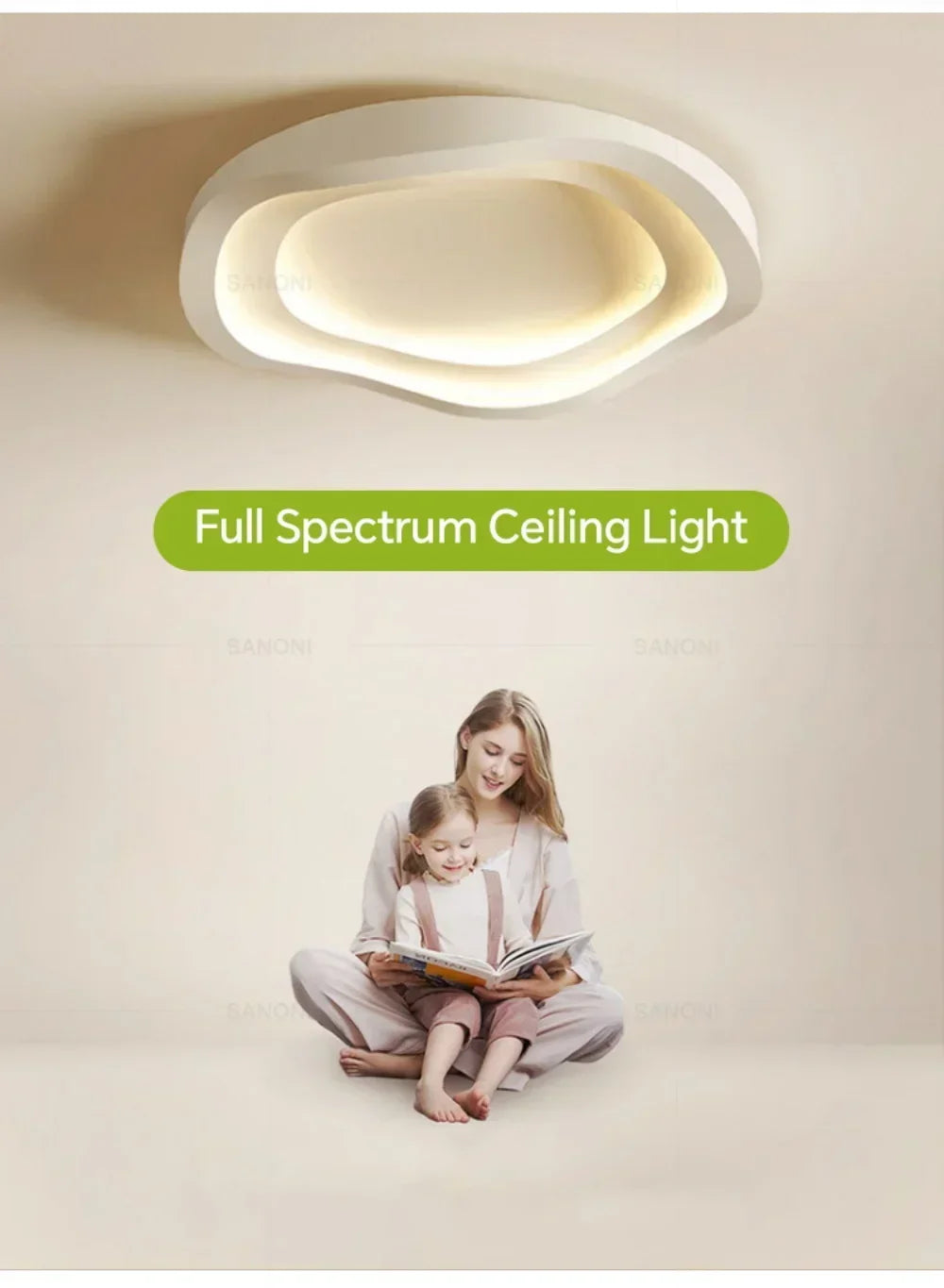 Plafonnier LED Moderne Blanc Acrylique Grande Surface | Style Nordique