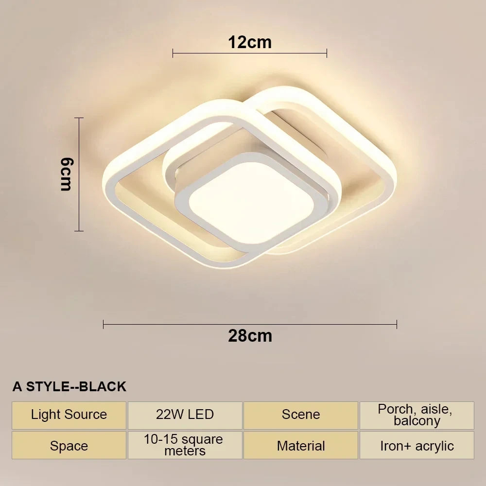 Plafonnier LED Moderne Blanc Métal Acrylique Compact