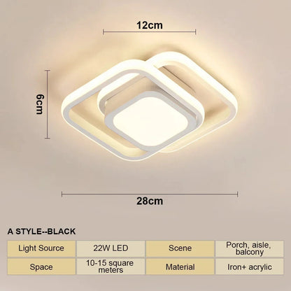 Plafonnier LED Moderne Blanc Métal Acrylique Compact