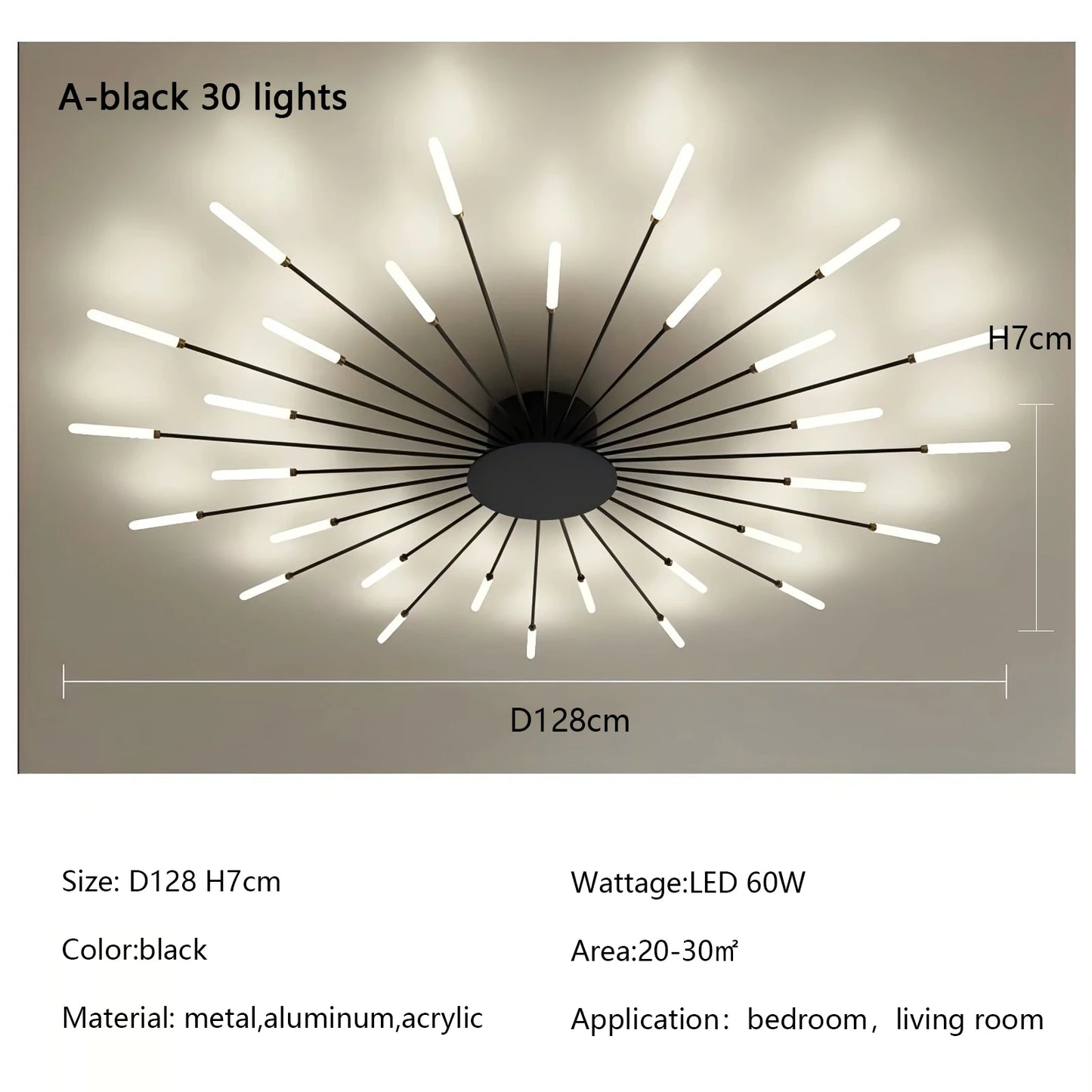 Plafonnier LED Spirale Artificielle Acrylique Dimmable avec 12 Lumières Neutres