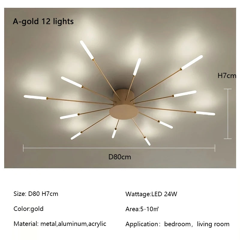 Plafonnier LED Spirale Artificielle Acrylique Dimmable avec 12 Lumières Neutres