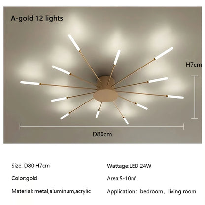 Plafonnier LED Spirale Artificielle Acrylique Dimmable avec 12 Lumières Neutres