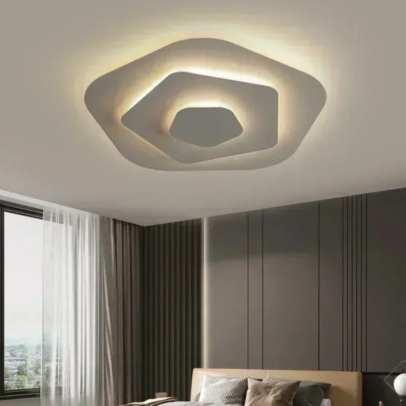 Plafonnier LED Moderne Blanc Acrylique Grande Surface | Style Nordique