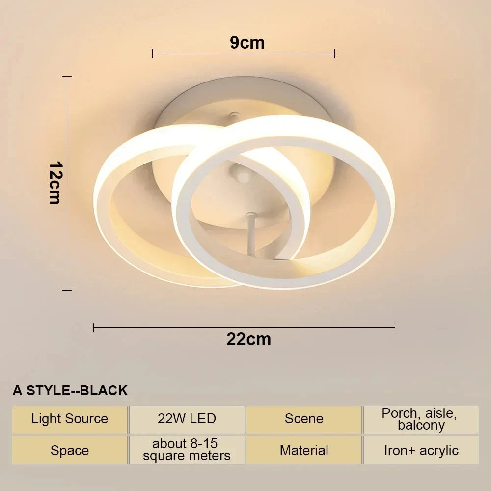 Plafonnier LED Moderne Blanc Métal Acrylique Compact