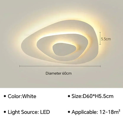 Plafonnier LED Moderne Blanc Acrylique Grande Surface | Style Nordique