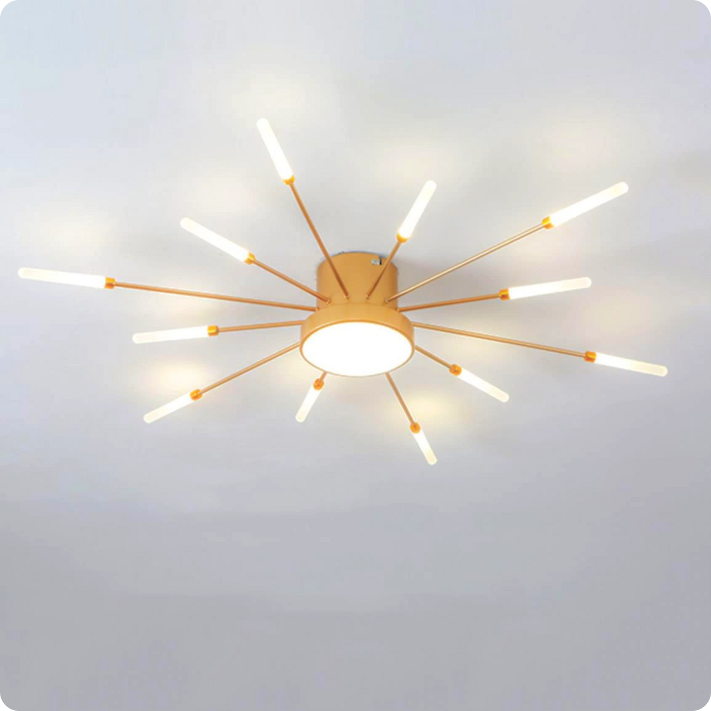 Plafonnier LED Or Spirale Artificielle Acrylique Dimmable avec 12 Lumières Neutres - PlafonnierDeco
