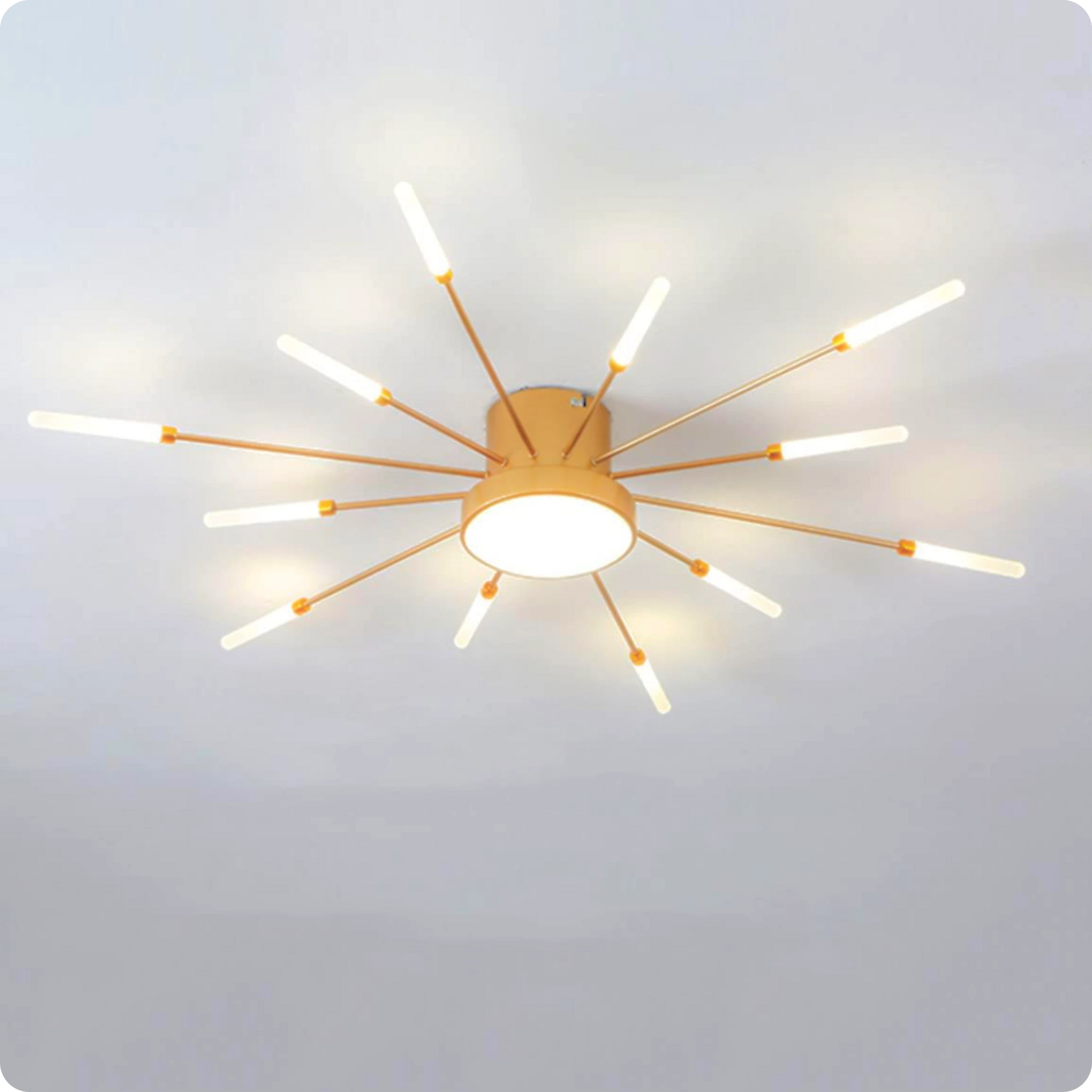 Plafonnier LED Or Spirale Artificielle Acrylique Dimmable avec 12 Lumières Neutres - PlafonnierDeco