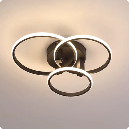 Plafonnier Design LED Anneaux Superposés Noir avec Télécommande APP - PlafonnierDeco