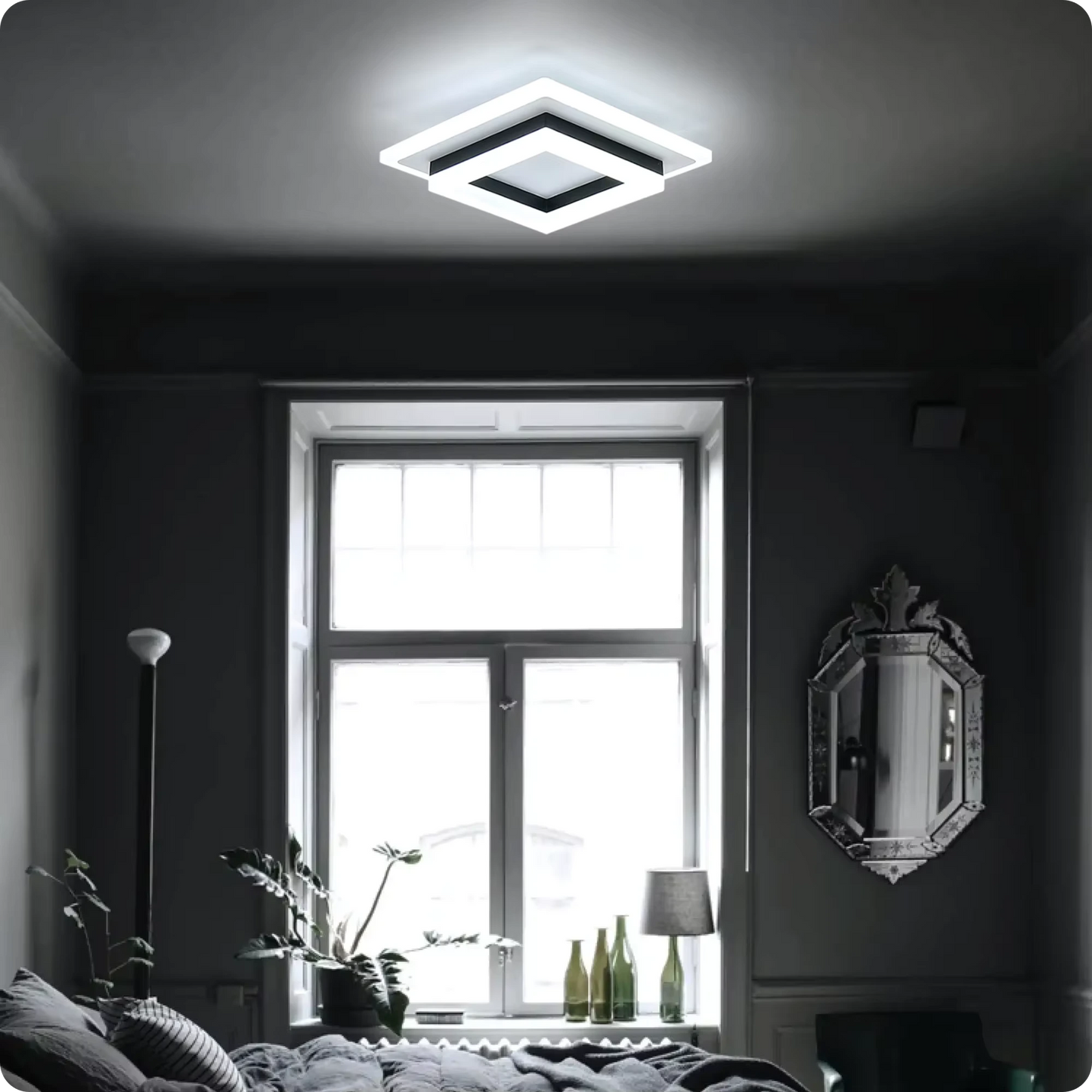 Plafonnier Moderne Carré LED en Acrylique Blanc Froid - PlafonnierDeco