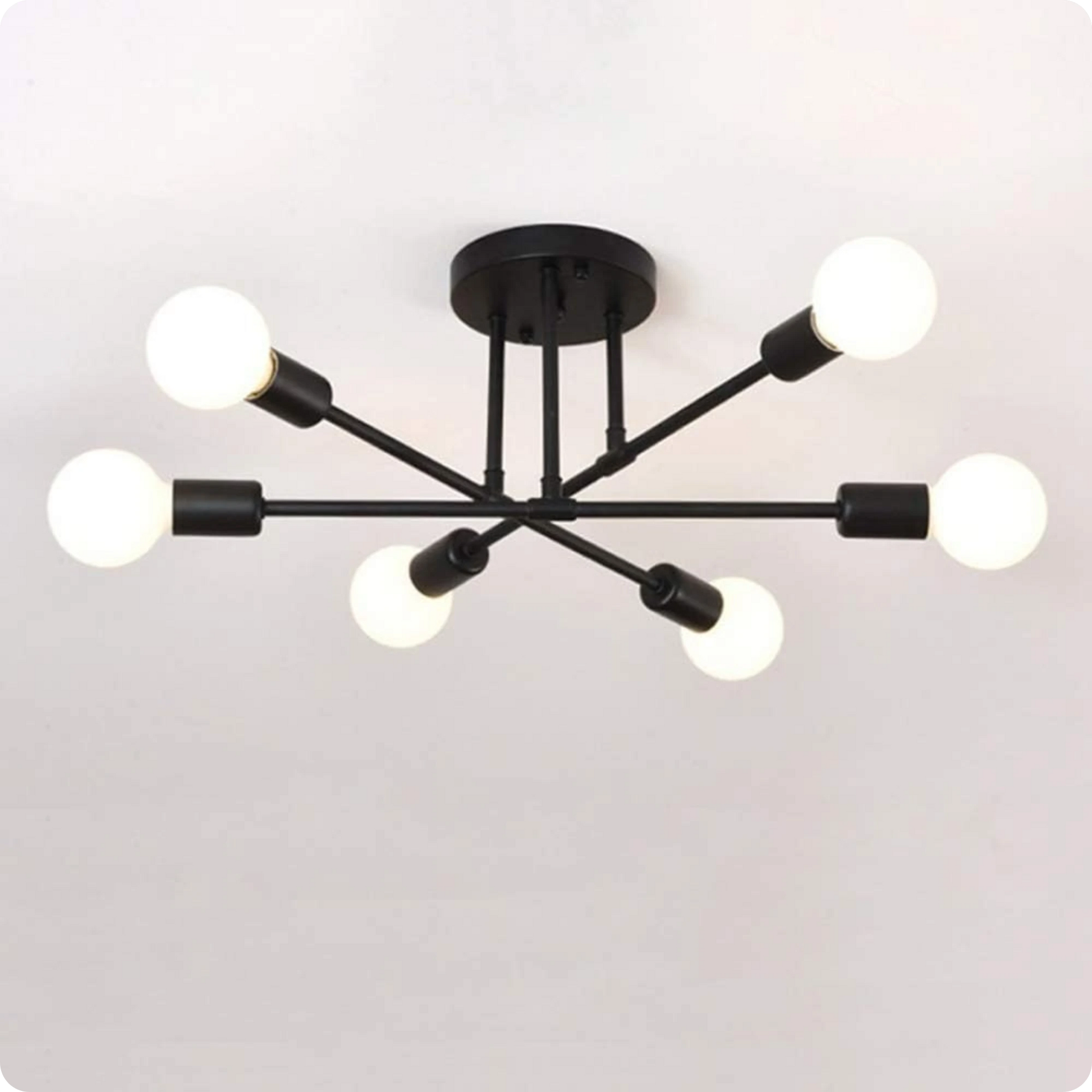 Plafonnier Design Art Moderne 6 Douilles Fer Plaqué Or Antique - PlafonnierDeco