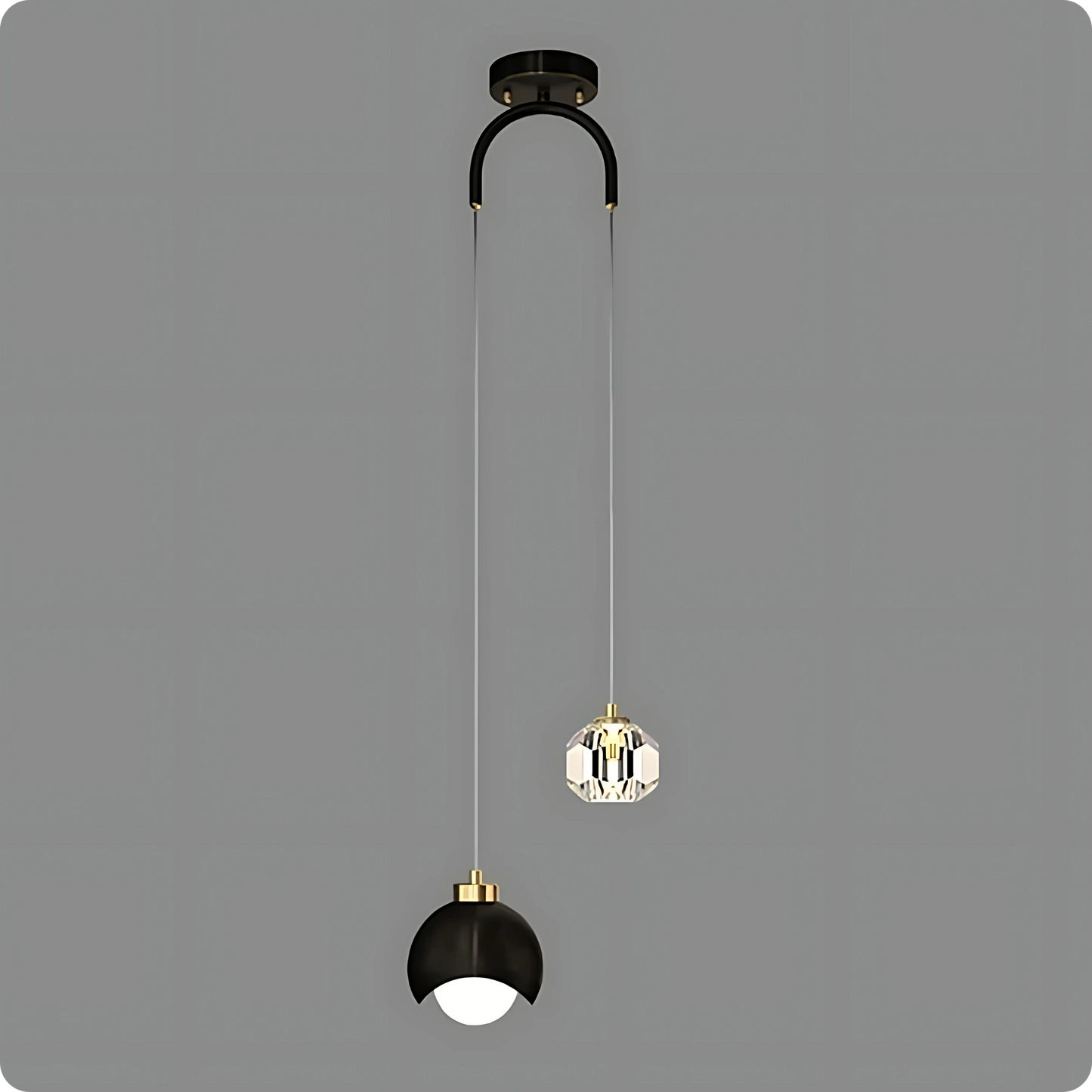 Plafonnier Suspendu Cristal et Métal Doré - Style Nordique avec Ampoules LED - PlafonnierDeco